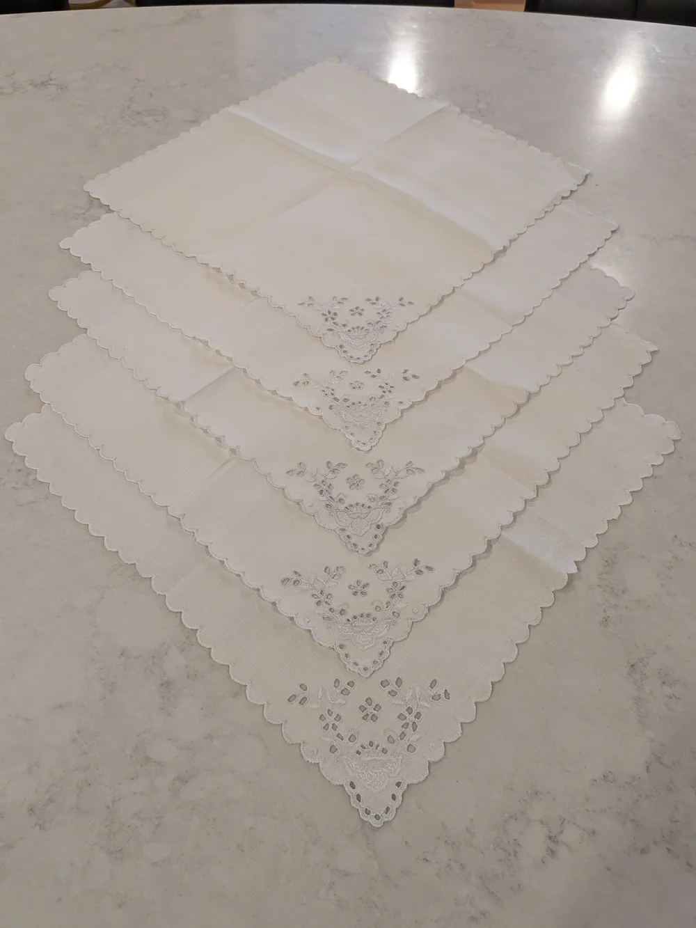 Elegant White Embroidered Tea Linen Napkins12